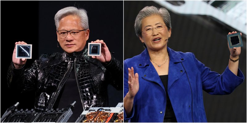 미국 인공지능(AI) 반도체 제조사 엔비디아의 젠슨 황 최고경영자(CEO)와 리사 수 AMD CEO.연합뉴스