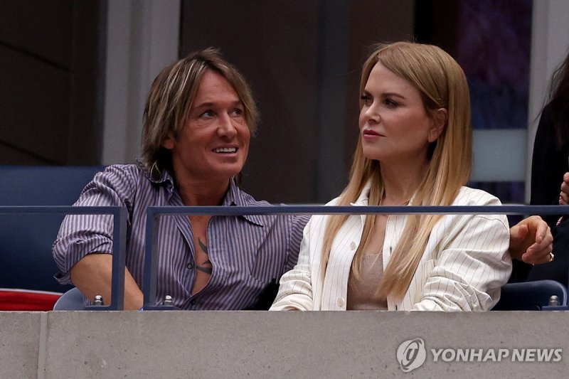 2023년 9월 US오픈 테니스 결승전 관람하는 니콜 키드먼과 키스 어번 (출처=연합뉴스)