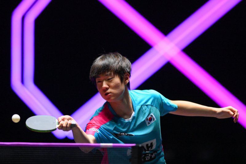 [마카오=신화/뉴시스] 오준성, 월드테이블테니스(WTT) 챔피언스 도하 2026 32강 탈락. 사진은 지난해 9월 마카오 챔피언스 당시. 2025.09.10.