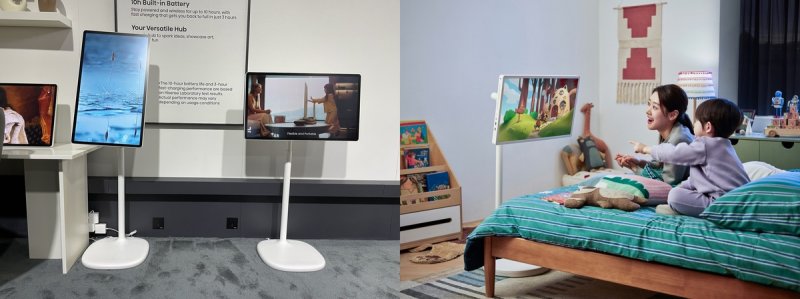 하이센스 이동형 스크린과 LG전자 스탠바이미 (출처=연합뉴스)