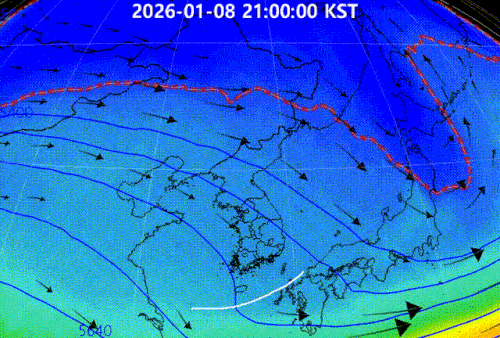 주말 등 대기 상층 공기 흐름 (출처=연합뉴스)