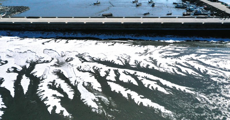 [화성=뉴시스] 김종택 기자 = 강추위가 찾아온 8일 경기 화성시 우정읍 매향리 포구 갯벌이 꽁꽁 얼어있다. 2026.01.08. jtk@newsis.com