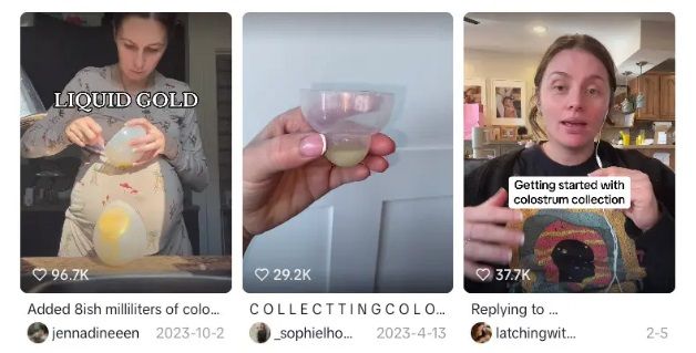 해외에서 출산 전 유방에서 짜낸 액체를 초유라고 생각하고 보관하는 것이 유행하고 있다. 출처=뉴욕포스트