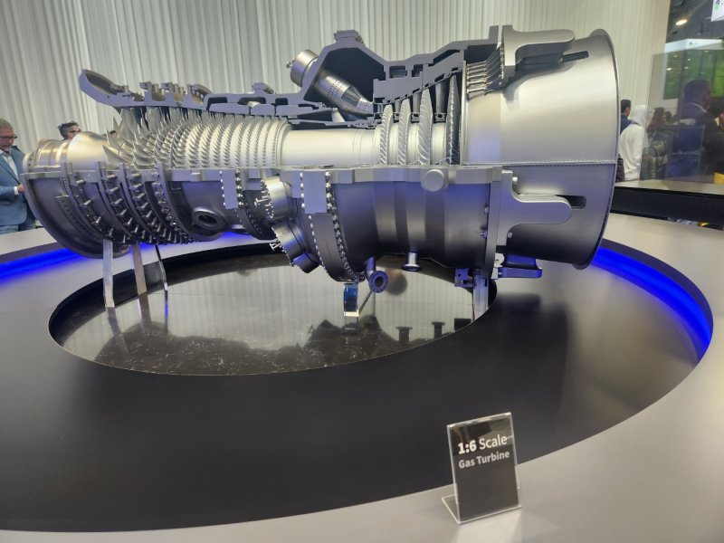 [라스베이거스=뉴시스] 6일(현지시간) 라스베이거스 컨벤션 센터 웨스트 홀 CES 2026 두산그룹 부스에 전시된 가스터빈 모형 모습. (사진=이창훈 기자) 2026.01.06 photo@newsis.com *재판매 및 DB 금지 *재판매 및 DB 금지