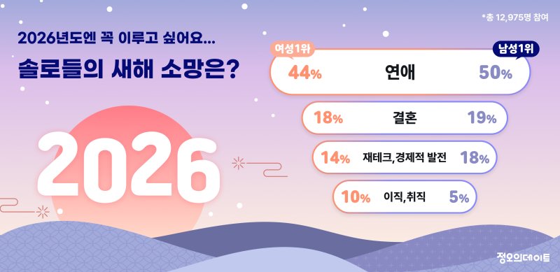 [서울=뉴시스]"꼭 ○○하고 싶습니다"…솔로 남녀들의 새해 소망은 (사진 = 정오의데이트 제공)