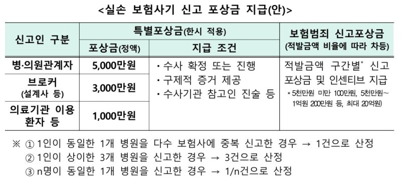 실손보험사기 신고 포상금 지급안/사진제공=금융감독원
