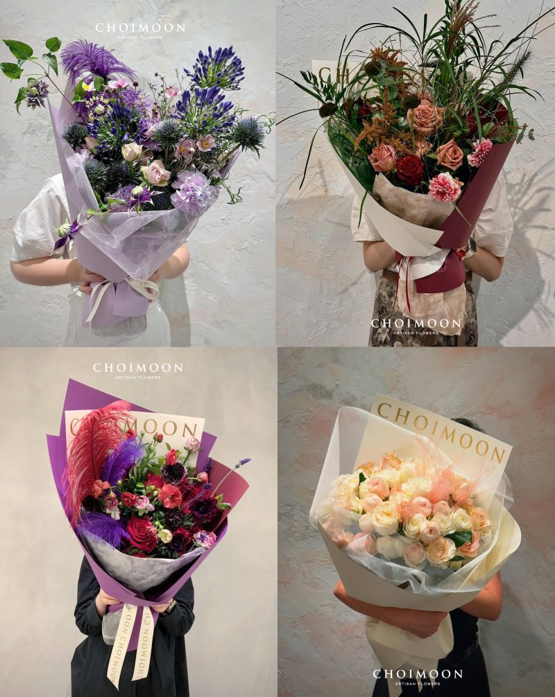 왼쪽 위부터 시계 방향으로 '마인드풀니스' '바이오필릭' '콰이어트 럭셔리' '도파민 데코' (사진=초이문 아티산 플라워) *재판매 및 DB 금지