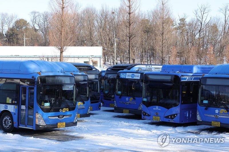 차고지에 주차된 서울 시내버스 (출처=연합뉴스)