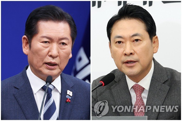 더불어민주당 정청래 대표(왼쪽)와 국민의힘 장동혁 대표 (출처=연합뉴스)