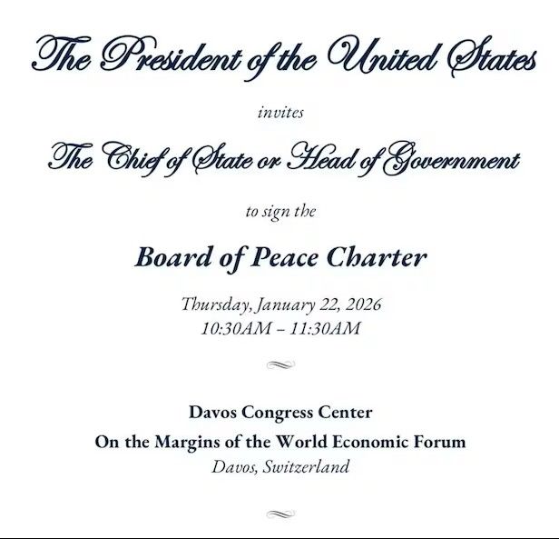 도널드 트럼프 미국 대통령이 전세계 60여개국 정상들에게 보낸 초청장. X(옛 트위터)