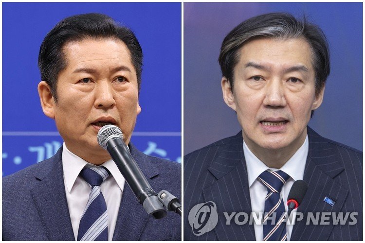 더불어민주당 정청래 대표(왼쪽)와 조국혁신당 조국 대표 (출처=연합뉴스)