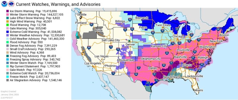 미 국립기상청 기상경보 (출처=연합뉴스)