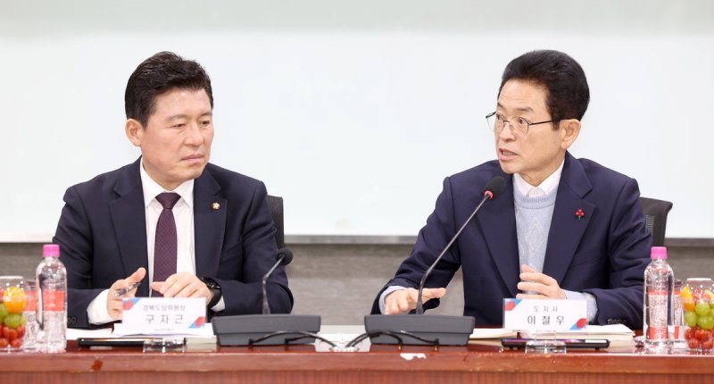 구자근 국민의힘 경북도당 위원장(왼쪽)과 이철우 경북도지사 (출처=연합뉴스)