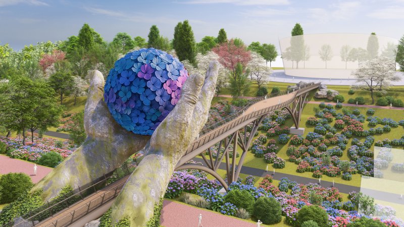 [울산=뉴시스] 오는 5월 울산 남구 장생포 고래문화마을 일원에 건립 예정인 공중 보행교 '고래등길' 조감도 (사진=울산 남구 제공) photo@newsis.com *재판매 및 DB 금지