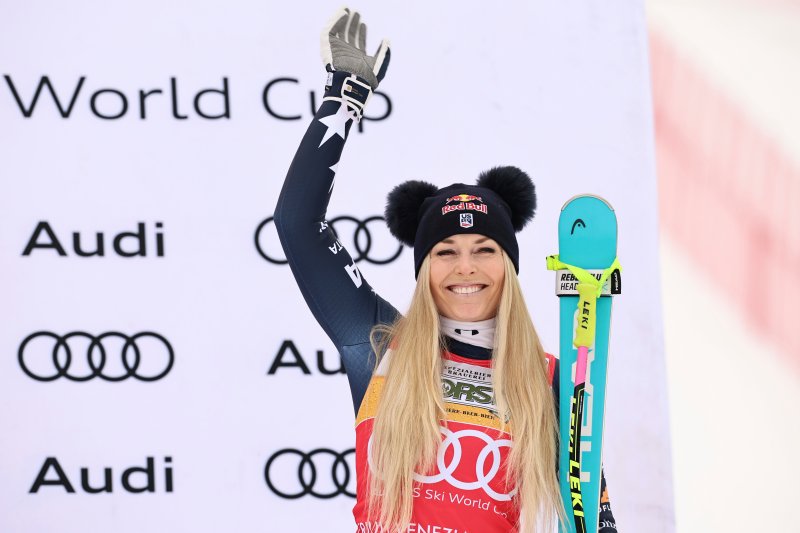 [타르비시오=AP/뉴시스] 이탈리아 타르비시오에서 열린 2025~2026 FIS 알파인 월드컵 여자 활강에서 3위에 오른 린지 본. 2026.01.17.
