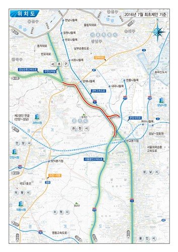 성남∼서초 고속도로 위치도(최초 제안 기준) (출처=연합뉴스)