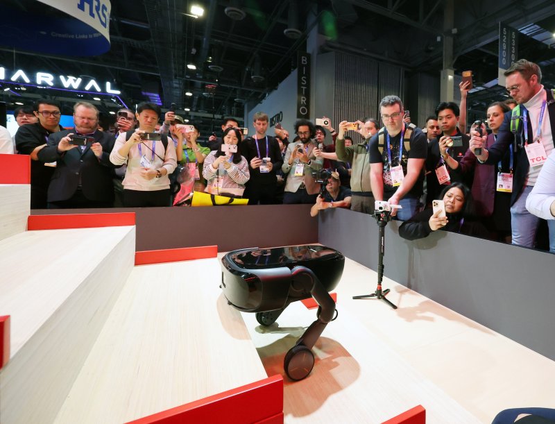 세계 최대 IT(정보기술)·가전 전시회 'CES 2026' 개막 이틀차인 7일(현지시간) 미국 네바다주 라스베이거스 베네치안엑스포 유레카관에서 로보락 부스를 찾은 관람객들이 제품을 살펴보고 있다. 2026.1.8/뉴스1 ⓒ News1 황기선 기자