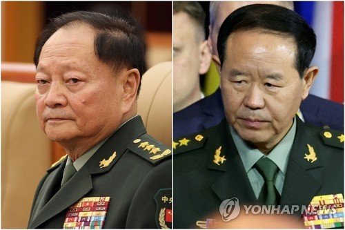 중국 공산당 중앙군사위의 장유샤 부주석(좌), 류전리 중앙군사위원 (출처=연합뉴스)