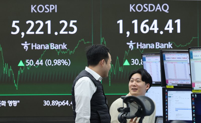 서울 중구 하나은행 본점 딜링룸 시황 전광판. /뉴스1 ⓒ News1