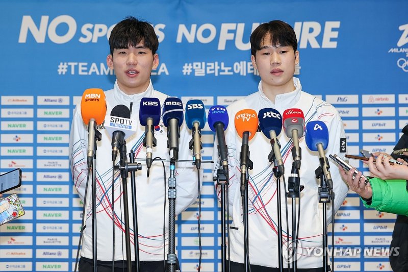 올림픽 포부 밝히는 정재원-조승민 (출처=연합뉴스)
