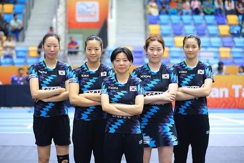 작년 탁구 아시아선수권에 출전한 한국 여자대표팀 (출처=연합뉴스)