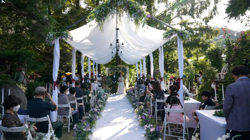 [안동=뉴시스] 경북도가 개최한 '나만의 작은 결혼식' 공모전에서 대상을 수상한 '식물원 결혼식'. (사진=경북도 제공) 2025.11.06. photo@newsis.com *재판매 및 DB 금지