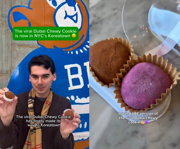 미국 뉴욕(왼쪽)과 캐나다 코퀴틀람에서 '두쫀쿠'를 구매했다는 SNS 후기 영상(SNS 갈무리)