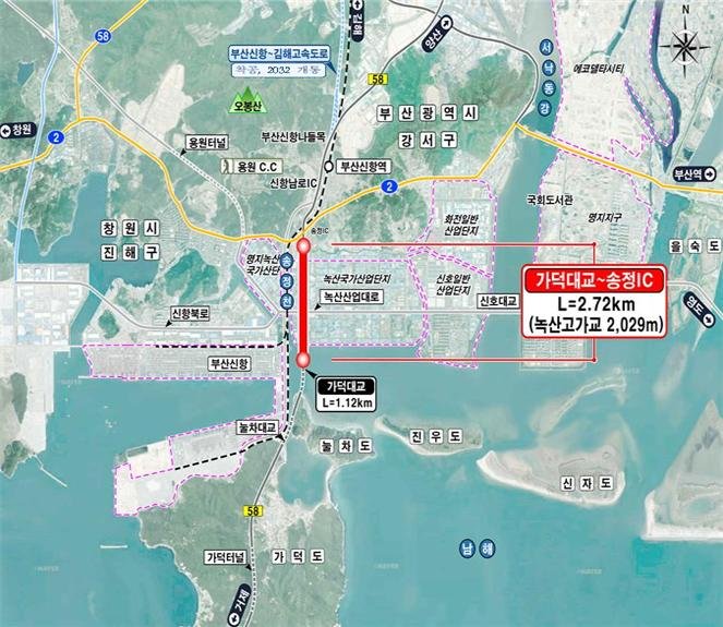 '가덕대교~송정나들목(IC) 고가도로 건설사업' 위치도. 부산시 제공