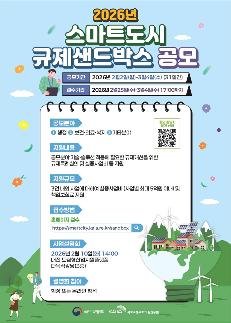 2026년 스마트도시 규제샌드박스 공모 포스터. 국토교통부 제공
