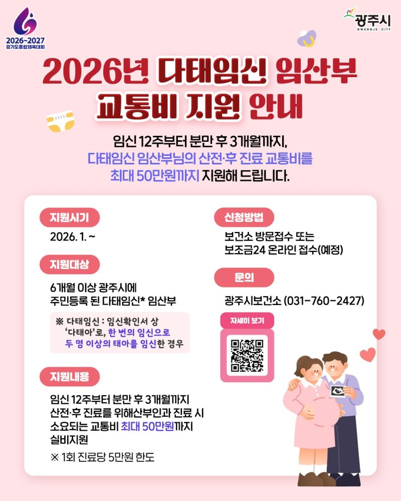 [경기광주=뉴시스]광주시 다태임신 임산부 교통비 지원 안내문(사진=광주시 제공)2026.02.02.photo@newsis.com