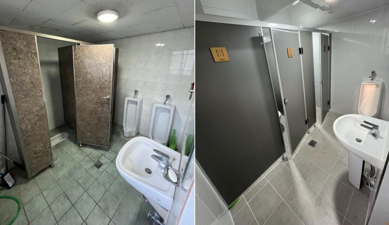 구미시 음식점 화장실 개선 전(왼편)과 후(오른편) (출처=연합뉴스)