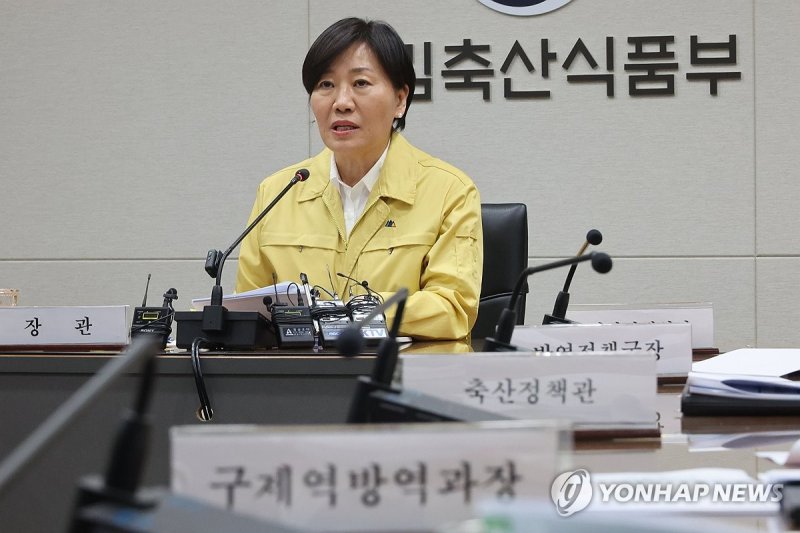 가축전염병 중수본 회의 주재하는 송미령 농식품부 장관 (출처=연합뉴스)
