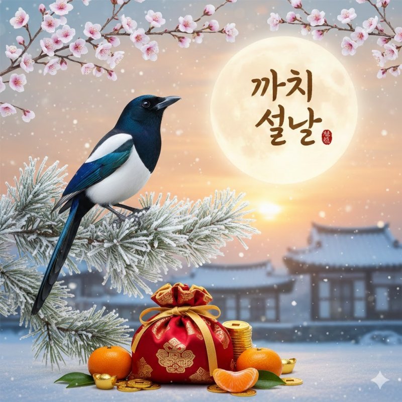 구글 제미나이 나노 바나나로 생성한 까치설날 이미지. (필자 제공)
