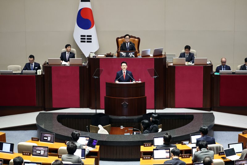 [서울=뉴시스] 김금보 기자 = 장동혁 국민의힘 대표가 4일 오전 서울 여의도 국회에서 열린 제432회국회(임시회) 제3차 본회의에서 국정에 관한 교섭단체 대표연설을 하고 있다. 2026.02.04. kgb@newsis.com