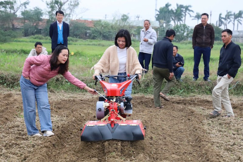 [세종=뉴시스] 사진은 지난 6일(현지 시간) 베트남 응에안성 빈(Vinh)시에 위치한 북중부 농업연구소에서 베트남 농업과학원 관계자와 현지 농민들이 참석한 가운데 한국산 농기계 시연이 진행되고 있는 모습. (사진=농촌진흥청 제공) 2026.01.07. photo@newsis.com *재판매 및 DB 금지