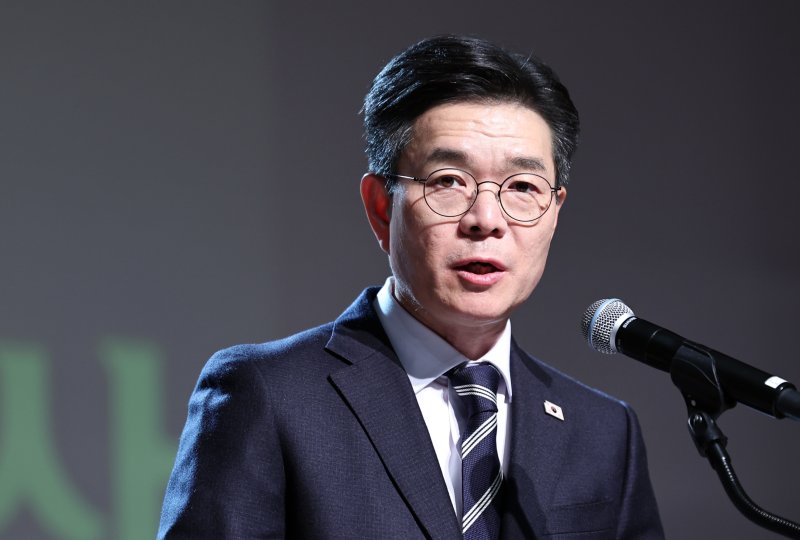 정원오 성동구청장이 8일 오후 서울 성동구청에서 열린 2026 신년인사회에서 신년사를 하고 있다. 2026.1.8/뉴스1 ⓒ News1 구윤성 기자