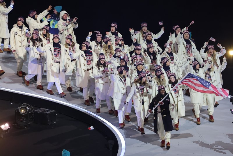 6일 오후(현지시간) 이탈리아 밀라노 산시로 올림픽 스타디움에서 열린 2026 밀라노·코르티나담페초 동계올림픽대회 개회식에서 미국 선수단이 입장하고 있다. 2026.2.7 ⓒ 뉴스1 김성진 기자