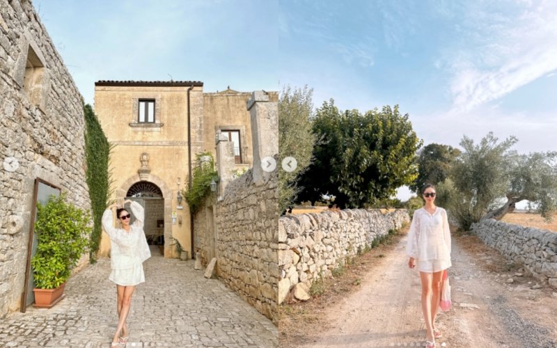 "행복했다" 원진서, 윤정수와 신행 추억…쭉뻗은 늘씬 각선미 [N샷]