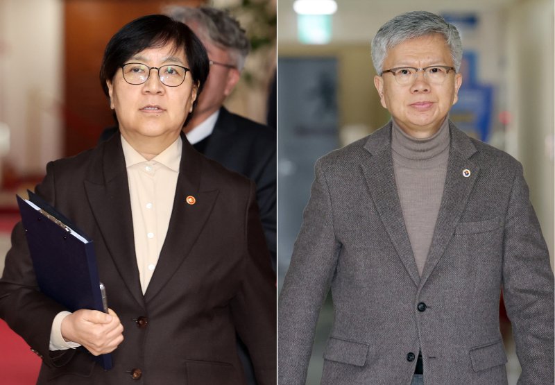 [서울=뉴시스] 이영환 기자 = 정은경(왼쪽사진) 보건복지부 장관과 김택우 대한의사협회 회장이 10일 오후 서울 종로구 정부서울청사에서 열린 제7차 보건의료정책심의위원회 회의에 각각 참석하고 있다. 이날 회의에서 2027~2031학년도 의대 정원 규모를 정하기 위한 마지막 논의가 진행된다. 2026.02.10. 20hwan@newsis.com