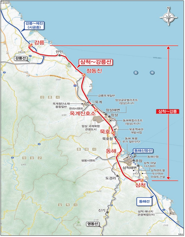 동해선 삼척-강릉 고속화 사업개요 및 위치도. fn뉴스 DB