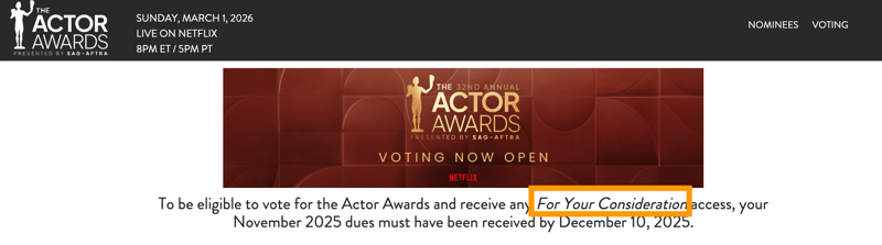 /사진=액터어워즈 홈페이지 캡처