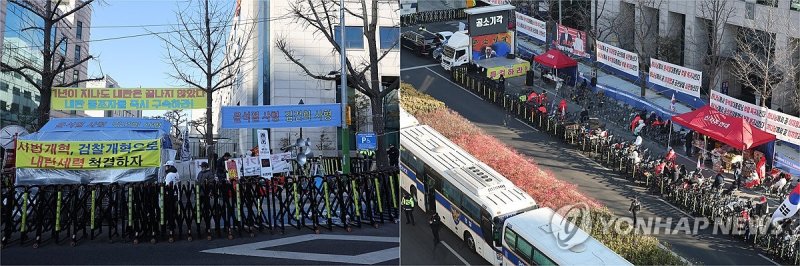 윤석열 내란 우두머리 혐의, 유죄·무죄 촉구로 갈린 집회 (출처=연합뉴스)