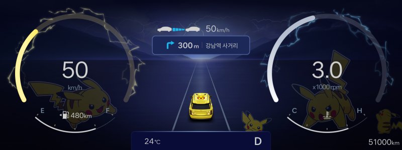 현대자동차가 출시하는 신규 디스플레이 테마 '포켓몬 피카츄 전광석화 테마'의 모습(현대차 제공). 2026.02.23.