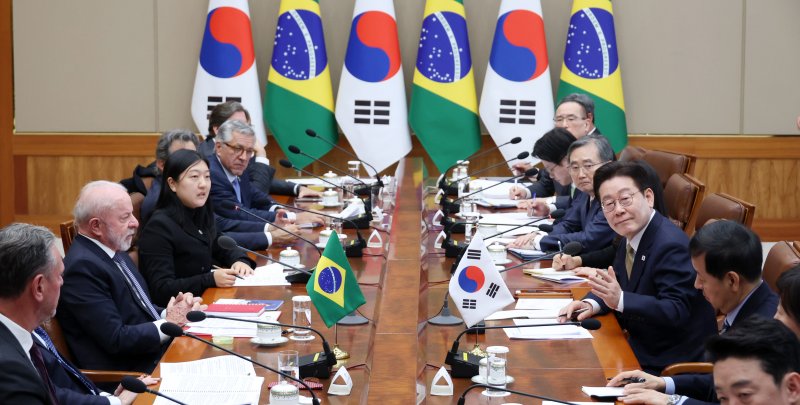 이재명 대통령 23일 청와대에서 열린 브라질 루이스 이나시우 룰라 다 시우바 대통령과 한-브라질 확대 정상회담에서 발언하고 있다. 2026.2.23 ⓒ 뉴스1 이재명 기자