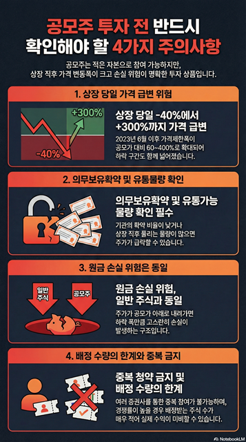 공모주 투자 관련 참고사항. AI로 생성한 인포그래픽