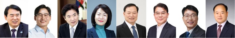 [광주=뉴시스] 왼쪽부터 이정선 광주시교육감, 정성홍 전 전교조 광주지부장, 김대중 전남도교육감, 강숙영 전 전남도교육청 장학관, 고두갑 목포대 교수, 김해룡 전 전남여수교육지원청 교육장, 장관호 전 전교조 전남지부장, 최대욱 전 한국교총 부회장. photo@newsis.com *재판매 및 DB 금지