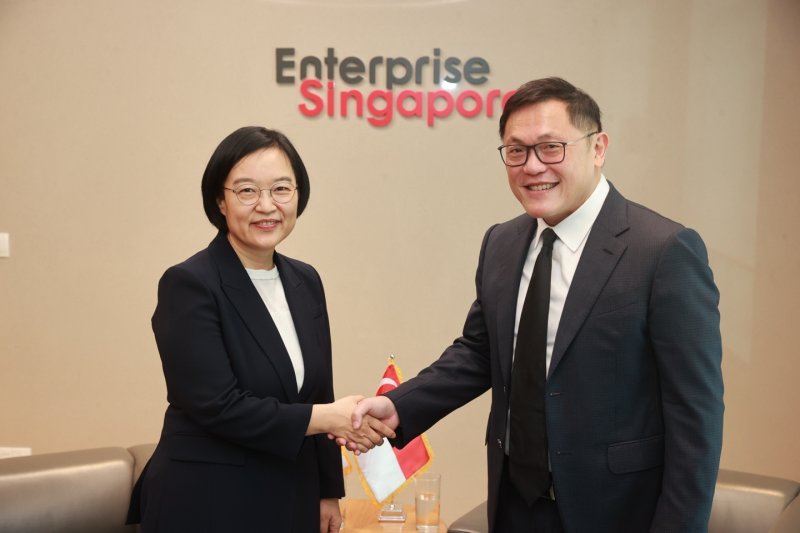 중소벤처기업부의 한성숙 장관(왼쪽)이 싱가포르를 찾아 벤처, 스타트업 협력 확대 방안을 논의했다. (중기부 제공)