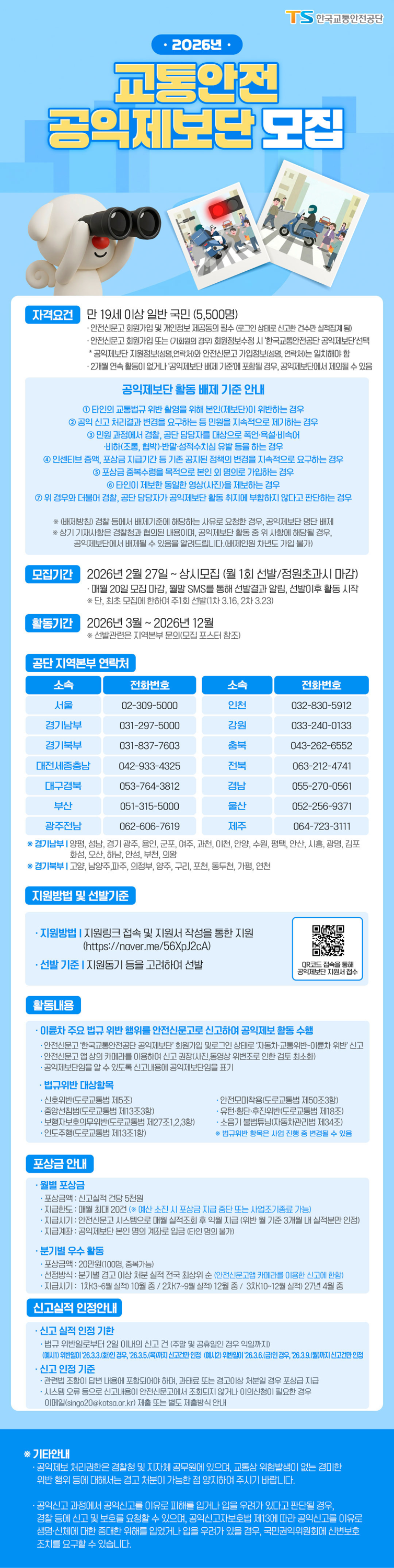 교통안전 공익제보단 모집 공고 포스터. TS 제공