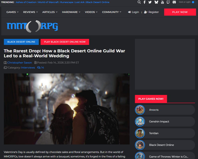 게임에서 만나 결혼까지...펄 어비스의 '검은사막' 유저들 화제