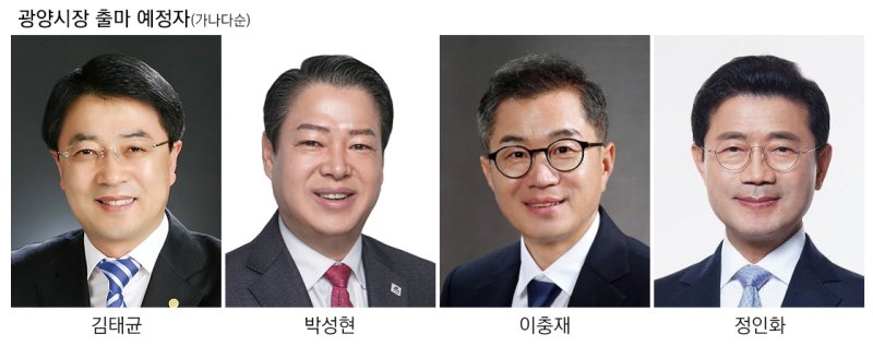 [광양=뉴시스] 제9회 전국동시지방선거 광양시장 출마 예상자들. 가나다순. (그래픽=최희영) photo@newsis.com *재판매 및 DB 금지